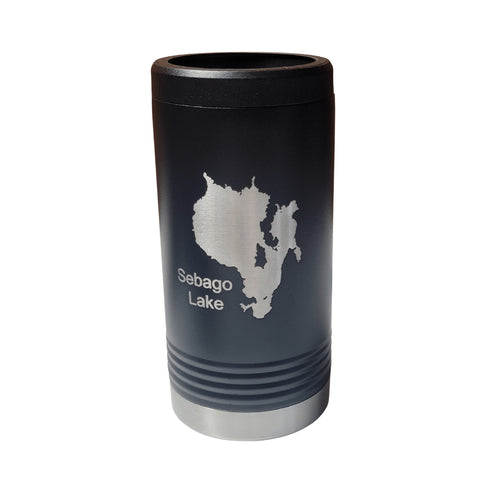 Sebago Lake Engraved  Slim Beverage Holder- Black